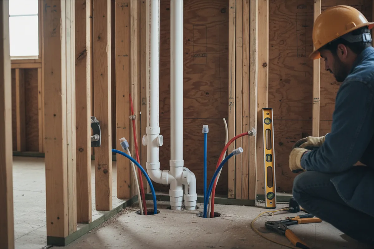 Drain and supply rough-in during Leak Detection in Danbury